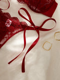 Lady Floral Embroidery Lingerie Set Women Sheer Bra and Brief Underwear Set Satin Sexy Intimates Underwear