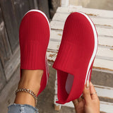 Breathable Knit Wedges Sneakers Woman Spring Autumn Slip On Platform Sport Sneakers Woman Plus Size Thick Sole Walking Shoes