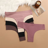 3PCS Seamless Maillard Panties Ultra-thin Brazilian panties Women Ice Silk Underwear Sexy Panty Low Waist G-string Female Solid