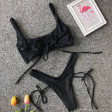 2026 High Cut Micro Thong Bikini Female Thong Bikinis Swimsuit Women Swimwear Two-pieces Bikini Set Brazilian Bathing Suit Swim