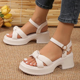 Fashion Mixed Color Platform Sandals Women Ankle Buckle Thick Sole Rome Sandals Woman Summer Open Toe Cross Band Sandalias Mujer
