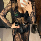 S - XL Sexy Sheer Crochet Lace Tunic Beach Cover Up Beach Cover-ups Long Beach Dress Beach Wear Beachwear Female Women V1318
