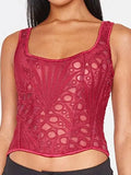 Lace Double Layer Fitted Corset Casaul Style Waist Trainer Mesh Solid Color Hollow Out Backless Suspenders Sleeveless Top CSSX