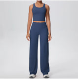 2PCS Yoga Set Women Tracksuit Nude Feeling Workout Sets Gym Clothes Push Up Fitness Running Sportswear Sport Straight tank suit