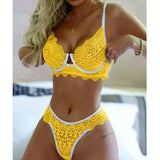 Lace Sexy Swimsuit Women Three-point Style Chest Support Lace Women Sheer Pajamas Erotic Bikinis Women Bikini High Waist NVB6