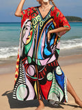 2026 New Colorful Kaftan Tunic Beach Dress Beach Wear Beachwear Beach Cover Up Cover-upsLoose Maxi Dress Female Women V4428