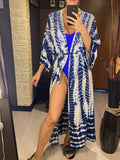New 10 Colors Printed Long Sleeve With Belt Tunic Beach Cover Up Cover-ups Beach Dress Beach Wear Beachwear Female Women V4521