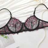 New Sexy Lace Floral Lingerie Set Women Underwear Transparent Bra Party Sets Lace Lingerie Bra Set Underwear Set S-XL Size YS028