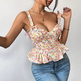 Phantasy French Style Strap Fishbone Camisole Women Hosweet Lace up Backless Tank Top Night club Crop Top Lady Women Clothing