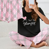 Women's Pajamas 3-Piece Set Sleepwear Home Clothes Autumn Short Sleeve Top with Shorts & Long Pants Loungewear Short Suit Pyjama