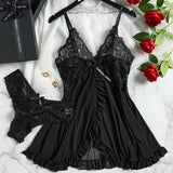 Tulle Suspenders Lace V-Neck Sleepwear Underwear Semi-transparent Night Dress Women's Sexy Lingerie Nightgowns Nighties