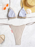 New Summer Women's Micro Bikini Set Crochet 3d Flower Decor Swimsuit Sexy Backless Low Waist Swimwear Push Up Thong Bathing Suit