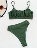 2026 Wrinkled Ruched High Waist Bikini Women Swimsuit Female Swimwear Two Pieces Bikini Set High Cut Bathing Suit Swim Beachwear