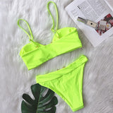 DEKA Bandeau U-Neck Metal Bikini Set Push Up Padded Cup Swimwear Women Solid Swimsuit Beachwear Water Swiminmg Bathing Suit