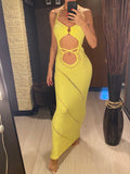 New Sexy Halter Tummy Cut Out Crochet Knitted Tunic Beach Cover Up Cover-ups Beach Dress Beach Wear Beachwear Female Women V5454