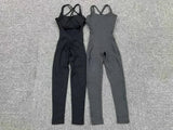 Seamless High-Waisted Peach Hip Yoga Jumpsuit for Women - Fast Drying Sweat-Wicking Tight Running Sports Jogging Gym Activewear
