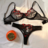 Sexy Lace Lingerie Bra And Panty Sets Women Underwear Flower Embroidery Bralette Set