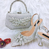 Doershow African fashion Italian Shoes And Bag Sets For Evening Party With Stones green Italian Handbags Match Bags!   HFG1-3