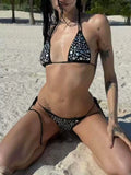 DEKA Luxury Black Diamond Bikini Women Sexy Rhinestone Push Up Mini Swimsuit Brazilian Beach Bathing Suit Thong Swimwear Biquini