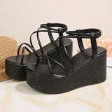 2026 New Chunky Platform Gladiator Sandals Women Gold Elastic Band Wedge High Heel Sandals Woman Plus Size 43 Summer Sandles
