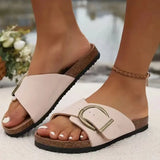 2026 New Women Indoor Street Slippers Summer Platform Shoes Simple Solid Color Buckle Slides For Female Slip-on Leisure Sandals
