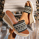 Bohemian Style Wedges Sandals for Women 2026 Summer High Heels Platform Slippers Woman Plus Size 43 Thick Sole Rome Sandals