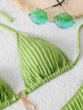 Triangle Halter String Bikinis 2026 Women Sexy Swimsuit Solid Ring Linked Swimwear Female Bathers Bathing Swimming Swim Suit