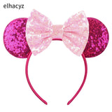 2025 Chic Disney Embroidery Sequin Minnie Ears Headband DOT Bow Hairband Girls Women Party Head Wear Kids DIY Hair Accessories