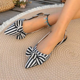 New  Pointed Toe Flat Women Sandals 2026 Fashion Elegant Bow Closed Toe Female Shoes