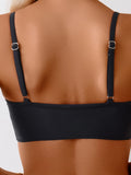 Sexy Black Metal V Wire Bikini Set 2026 Women Hollow Out Push Up Bra High Waist Swimsuit Beach Bathing Suit Two Piece Swimwear