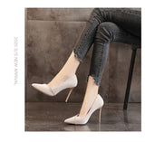 High Heels Women with  Spring and Autumn Pointy Women's Shoes Dress Wedding Shoes Temperament Banquet Single Shoes