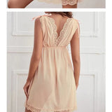Lingerie  Add Sexy Deep V Slip Nightdress Lace Hot Seductive Sex Pajamas Women Big Chest Nightdress  Summer Dress