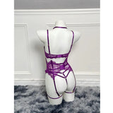 Toucheart Sexy Lingerie Suit for Women Lace Patchwork Halter Bra Set Solid Color Sexy Mesh See-through Garters Underwear Set New