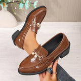 Office Ladies Patent Leather Oxford Shoes Plus Size 43 Pointed Toe Thick Heel Pumps Women British Style Slip On Student Shoes