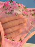 New Pink Transparent Bra Women Sheer Temptation Exotic Sexy Lingerie Set Ladies Embroidery Floral Bras Erotic Underwear Sets