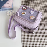 Ins Style Crossbody Bag with Transparent Badge Windows Korea Girl Casual Phone Small Bag Anime Sling Bag Display Goods Bag