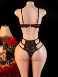 Adult Semi Transparent Heart-shaped Ornament Lace erotic Underwear Suspender Women Sexy Lingerie Nightclub Party Bodysuit