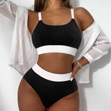Strappy Bikinis 2026 Women High Waist Swimwear Female Sexy Swimsuit Solid Bathers Bathing Swimming Swim Suit Beachwear Summer
