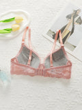 Pink lace gathered lifting sexy bra for all seasons daily women's underwear simple French style B6048