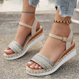 Zoki Plus Size Ankle Buckle Wedge Sandals for Women 2025 Summer Non Slip Beach Shoes Woman Lightweight Platform Sandles Female