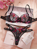 MOYISU Luxury French Pure Desire White Lace Thin Sexy Gauze Underwear Set Embroidery Girl Push-up Bra Big Size Big Breasts Small
