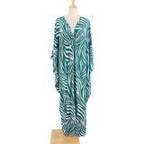 Sexy Zebra Printed V Neck Tunic Beach Cover Up Cover-ups Beach Dress Beach Wear Beachwear Beach Long Dress Female Women V4159