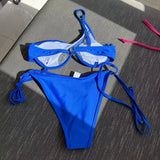 Sexy One Shoulder Underwired V-Bar Bikini Female Swimsuit Women Swimwear Two-pieces Bikini Set Bather Bathing Suit Swim V4229
