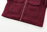 Foridol Autumn Winter Thick Burgundy Coat Jacket Women Zip Closure Turn Down Collar Short Jacket Veste Casual Angola Red Coat