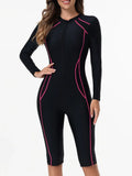 2026 Zipper Slim One Piece Swimsuit Women Long Sleeve & Knee Swimwear Female Bather Bathing Swimming Swim Surf Suit Beachwear