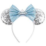 2025 New Style Mickey Minnie Ear Headband Sequin Bows Girl Adult Kids Halloween Party Cosplay Hair Accessories Princess Hairband