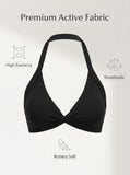 Mermaid Curve Halter Sports Bra Women Yoga Crop Top Push Up Padded Bralette Gym Workout Top Pilates Fitness Activewear