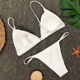 New Sexy Padded Brazilian Bikini Women Swimwear Female Swimsuit Two-Pieces Bikini Set Solid Bather Bathing Suit Swim Lady V64A