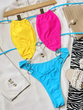 Sexy Halter Metal Rings Tummy Cut Out Female Swimwear One Piece Swimsuit Women High Cut Monokini Backless Bathing Suit Swim Lady