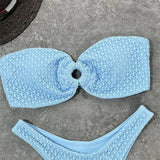 Sexy Wrinkled Bandeau Strapless Bikini Women Swimwear Female Swimsuit Two-Pieces Bikini Set Bather Bathing Suit Swim Lady V3367L